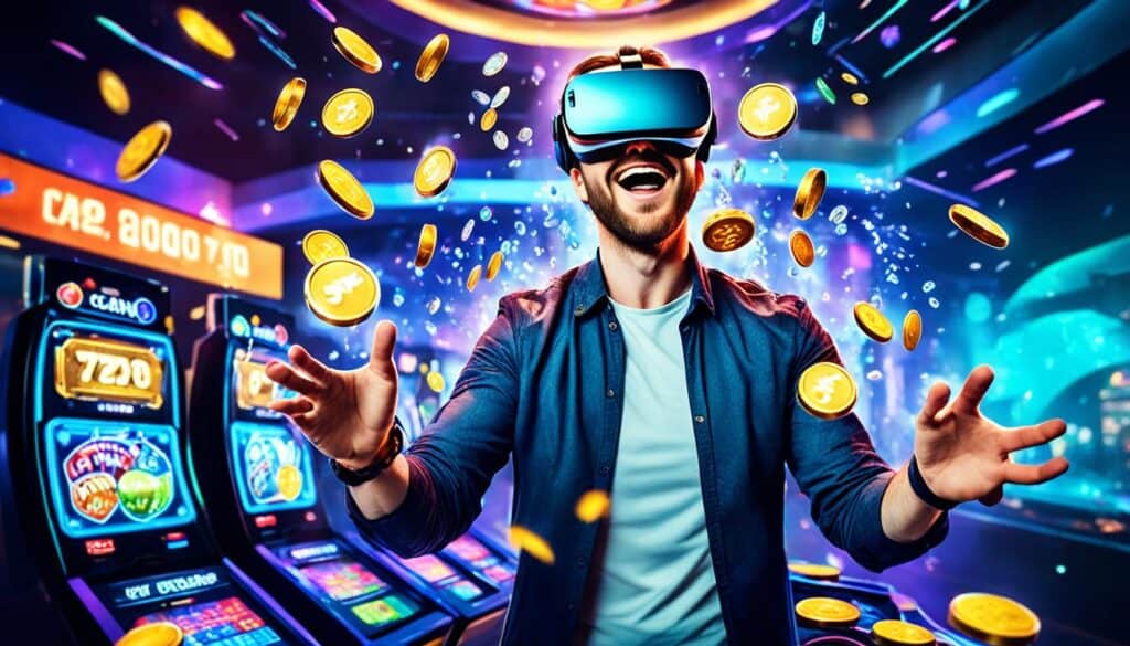 Virtual Reality Casino Player Receiving Bonus
